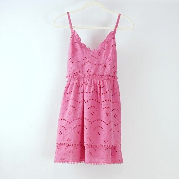 Winston White Francesca Eyelet Tie Back Baydoll Mini Dress Pink - XS - NWT - Picture 2 of 7